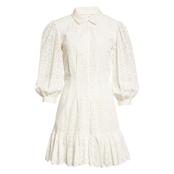 VERONICA BEARD Kylan Eyelet Cotton Shirtdress in White Size 2 - Picture 10 of 12